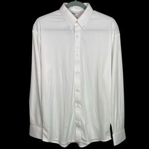 Collars & Co Polo Shirt Men M White Dress Collar Quattro Long Sleeve Button Down